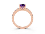 Rose gold Cushion Cut Solitaire Diamond with Pavé Band and Four-Prong Setting_3