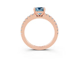 Rose gold Cushion Cut Solitaire Diamond with Pavé Band and Four-Prong Setting_3