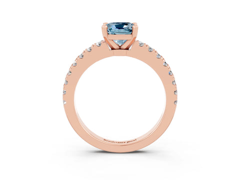 Rose gold Cushion Cut Solitaire Diamond with Pavé Band and Four-Prong Setting_3