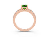 Rose gold Cushion Cut Solitaire Diamond with Pavé Band and Four-Prong Setting_3