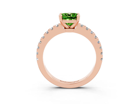 Rose gold Cushion Cut Solitaire Diamond with Pavé Band and Four-Prong Setting_3