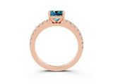 Rose gold Cushion Cut Solitaire Diamond with Pavé Band and Four-Prong Setting_3