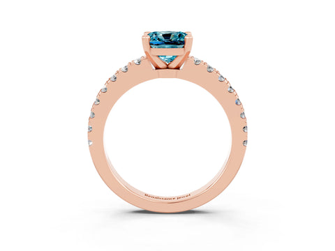 Rose gold Cushion Cut Solitaire Diamond with Pavé Band and Four-Prong Setting_3