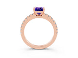 Rose gold Cushion Cut Solitaire Diamond with Pavé Band and Four-Prong Setting_3