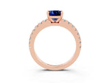 Rose gold Cushion Cut Solitaire Diamond with Pavé Band and Four-Prong Setting_3