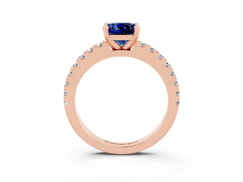 Rose gold Cushion Cut Solitaire Diamond with Pavé Band and Four-Prong Setting_3