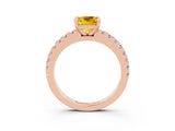 Rose gold Cushion Cut Solitaire Diamond with Pavé Band and Four-Prong Setting_3
