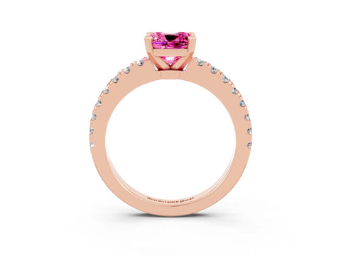 Rose gold Cushion Cut Solitaire Diamond with Pavé Band and Four-Prong Setting_3