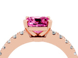 Rose gold Cushion Cut Solitaire Diamond with Pavé Band and Four-Prong Setting_4