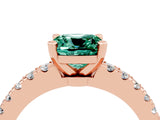 Rose gold Cushion Cut Solitaire Diamond with Pavé Band and Four-Prong Setting_4