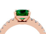 Rose gold Cushion Cut Solitaire Diamond with Pavé Band and Four-Prong Setting_4