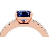 Rose gold Cushion Cut Solitaire Diamond with Pavé Band and Four-Prong Setting_4