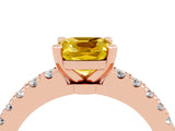 Rose gold Cushion Cut Solitaire Diamond with Pavé Band and Four-Prong Setting_4