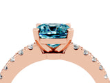 Rose gold Cushion Cut Solitaire Diamond with Pavé Band and Four-Prong Setting_4