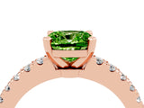 Rose gold Cushion Cut Solitaire Diamond with Pavé Band and Four-Prong Setting_4
