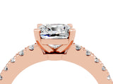 Rose gold Cushion Cut Solitaire Diamond with Pavé Band and Four-Prong Setting_4