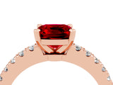 Rose gold Cushion Cut Solitaire Diamond with Pavé Band and Four-Prong Setting_4