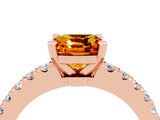 Rose gold Cushion Cut Solitaire Diamond with Pavé Band and Four-Prong Setting_4
