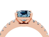 Rose gold Cushion Cut Solitaire Diamond with Pavé Band and Four-Prong Setting_4