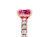 Rose gold Cushion Cut Solitaire Diamond with Pavé Band and Four-Prong Setting_5
