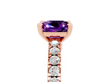 Rose gold Cushion Cut Solitaire Diamond with Pavé Band and Four-Prong Setting_5