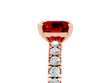 Rose gold Cushion Cut Solitaire Diamond with Pavé Band and Four-Prong Setting_5