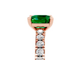 Rose gold Cushion Cut Solitaire Diamond with Pavé Band and Four-Prong Setting_5