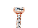 Rose gold Cushion Cut Solitaire Diamond with Pavé Band and Four-Prong Setting_5