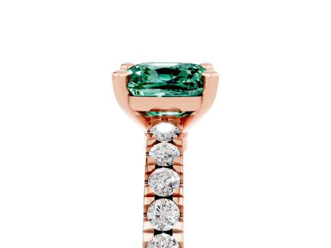 Rose gold Cushion Cut Solitaire Diamond with Pavé Band and Four-Prong Setting_5