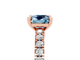 Rose gold Cushion Cut Solitaire Diamond with Pavé Band and Four-Prong Setting_5