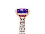 Rose gold Cushion Cut Solitaire Diamond with Pavé Band and Four-Prong Setting_5