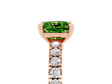 Rose gold Cushion Cut Solitaire Diamond with Pavé Band and Four-Prong Setting_5