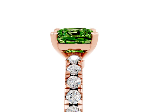 Rose gold Cushion Cut Solitaire Diamond with Pavé Band and Four-Prong Setting_5
