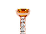 Rose gold Cushion Cut Solitaire Diamond with Pavé Band and Four-Prong Setting_5