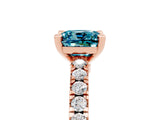 Rose gold Cushion Cut Solitaire Diamond with Pavé Band and Four-Prong Setting_5