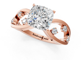 Rose gold Cushion Cut Solitaire Diamond with Side Stones on Criss-Cross Band and Four-Prong Setting_26