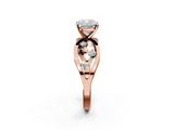 Rose gold Cushion Cut Solitaire Diamond with Side Stones on Criss-Cross Band and Four-Prong Setting_27