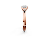Rose gold Cushion Cut Solitaire Engagement Ring with Flat Band and Four-Prong Setting 2