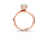 Rose gold Cushion Cut Solitaire Engagement Ring with Flat Band and Four-Prong Setting 3