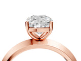 Rose gold Cushion Cut Solitaire Engagement Ring with Flat Band and Four-Prong Setting 4