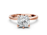 Rose gold Cushion Cut Solitaire Engagement Ring with Six-Prong Setting and Tapered Band_3