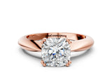 Rose gold Cushion Cut Solitaire Engagement Ring with Tapered Band and Four-Prong Setting