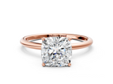 Rose gold Cushion Cut Solitaire Engagement Ring with Thin Band and Four-Prong Setting_3