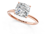 Rose gold Cushion Cut Solitaire Engagement Ring with Thin Band and Four-Prong Setting_4