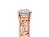 Rose gold Cushion Cut Solitaire Engraved Band with Four-Prong Setting_95