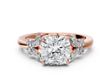 Rose gold Cushion Cut Solitaire Floral Diamond Ring with Four-Prong Setting_36