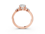 Rose gold Cushion Cut Solitaire Floral Diamond Ring with Four-Prong Setting_39
