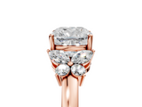 Rose gold Cushion Cut Solitaire Floral Diamond Ring with Four-Prong Setting_41
