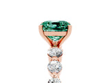 Rose gold Cushion Cut Solitaire Green Sapphire Ring with Pave Band and Four-Prong Setting_5