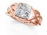 Rose gold Cushion Cut Solitaire Intertwined Band Prong Setting Ring_15